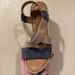 Born Denim, Cream & White Platform Sandal